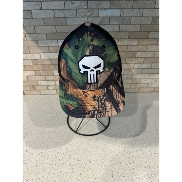 Marvel Punisher Skull Camo Ball Cap Adjustable Meshback Hat SnapBack - Picture 1 of 5